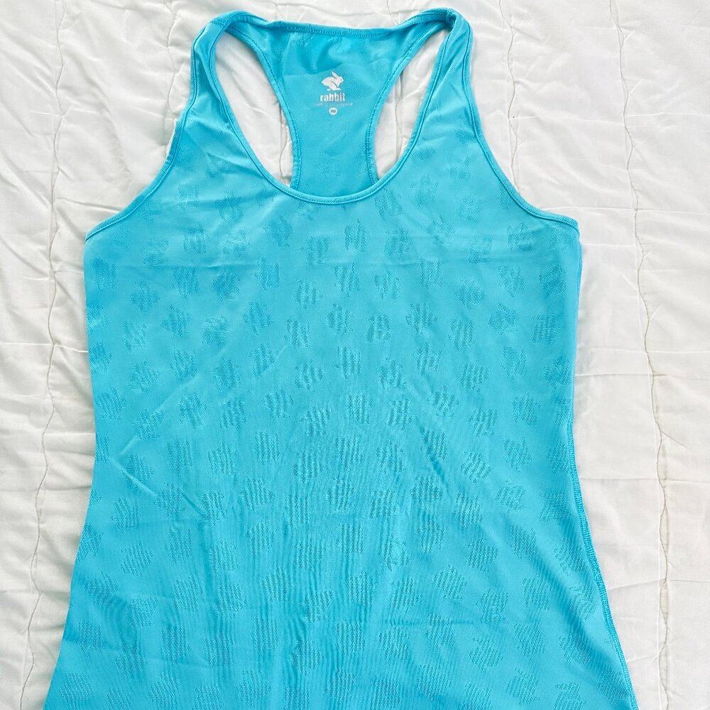 rabbit bright blue bunny hop tank top size medium